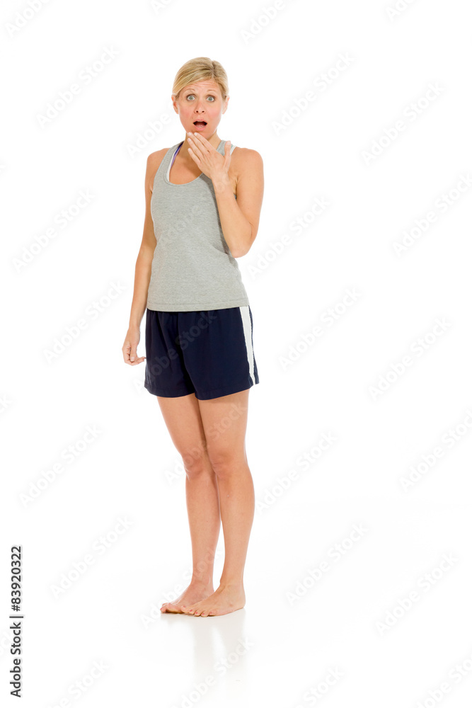 Fototapeta premium Model isolated covering mouth