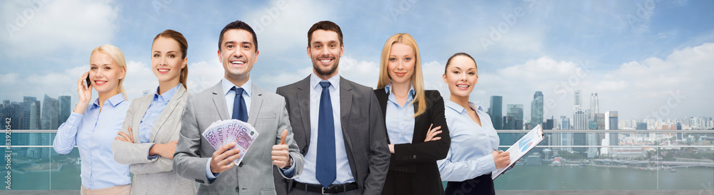 smiling businessman with american dollar money smiling businessman with american dollar money