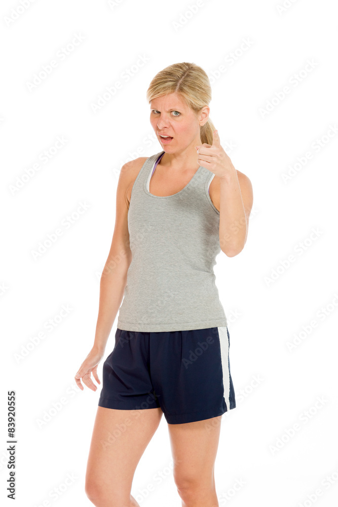 Model angry scolding and pointing Model angry scolding and pointing