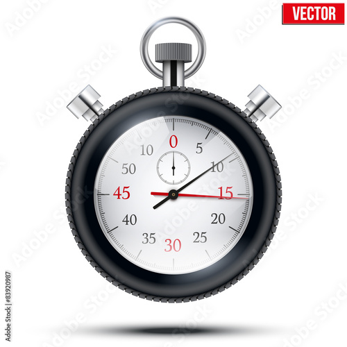 Realistic shine analog stop watch with rubber tires. 