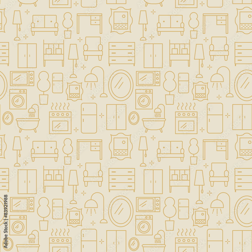 Furniture abstract pattern, outline style