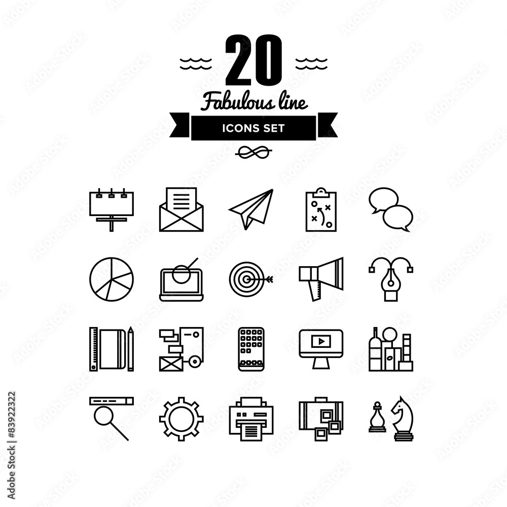 Fototapeta premium Business and marketing line icons set