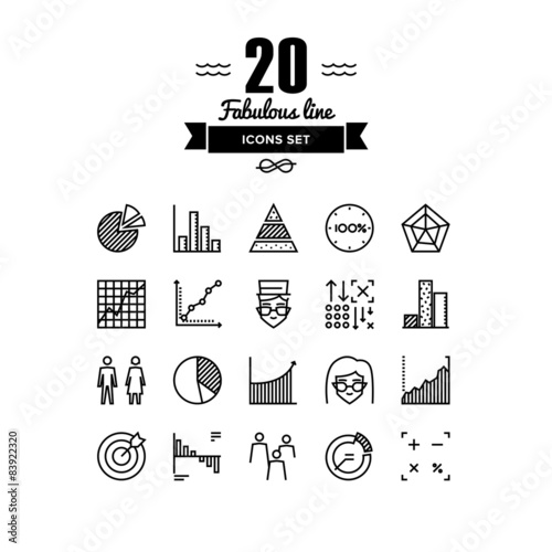 Infographic elements line icons set