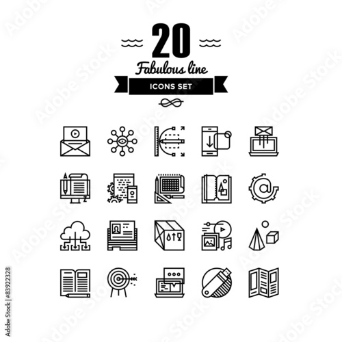 Marketing development line icons set