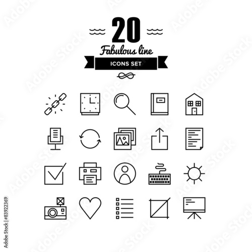 Web basic line icons set