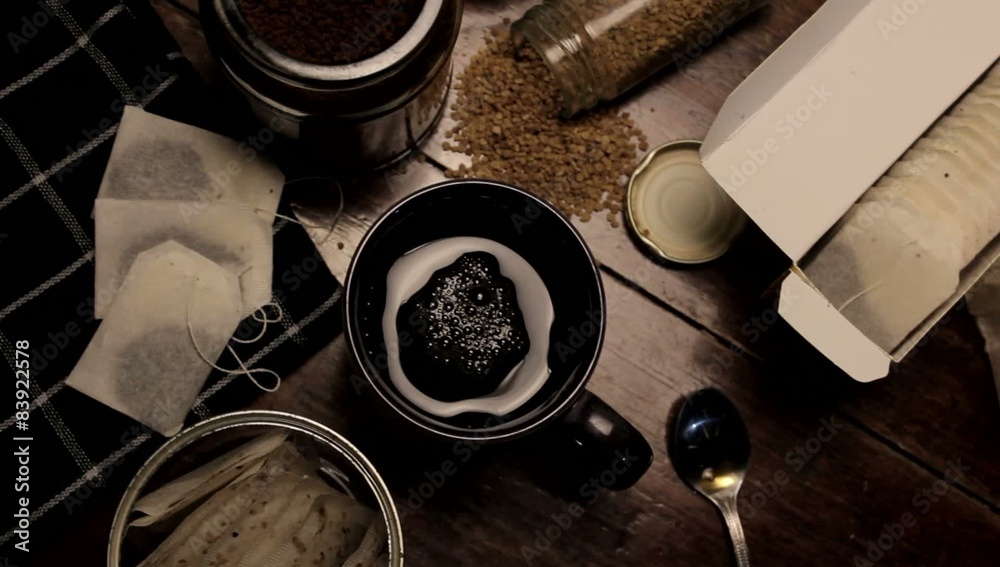 Camera moving over a full coffee cup