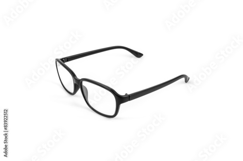 Black eye plastic glasses isolated on white background