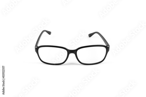 Black eye plastic glasses isolated on white background