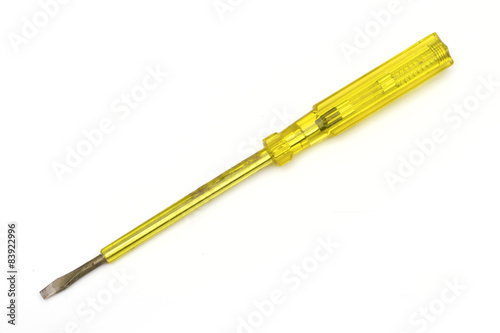 Indicator screwdriver on the white background