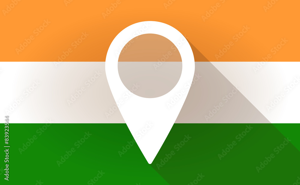India flag icon with a map mark India flag icon with a map mark