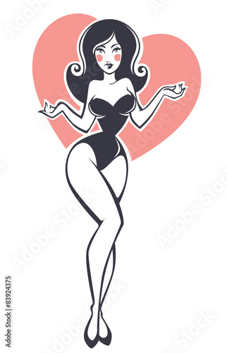 sexy pin up girl, vector background