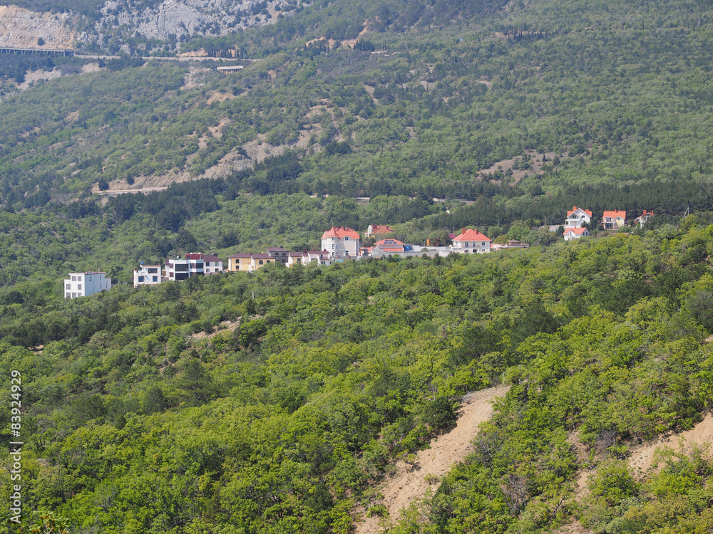 Naklejka premium The town on the coast. Crimea
