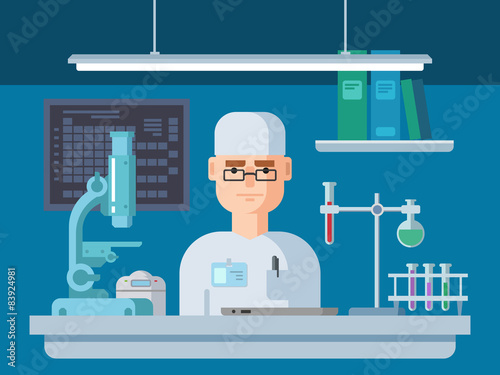 Doctor Sits in Laboratory, Healthcare and Medical Research.