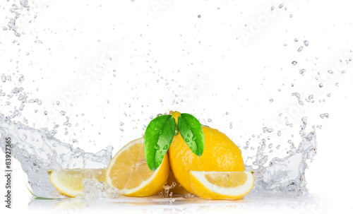 Lemon with water splash