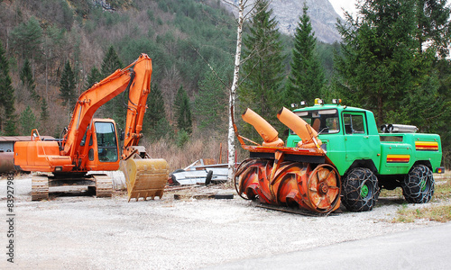 Excavator and Snow Removal Vehicle photo