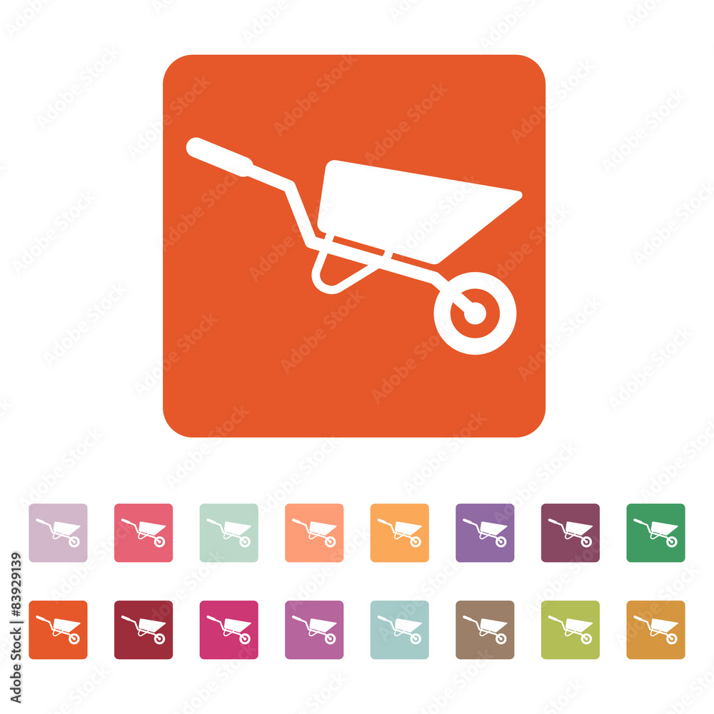 The wheelbarrow icon. Barrow symbol. Flat The wheelbarrow icon. Barrow symbol. Flat