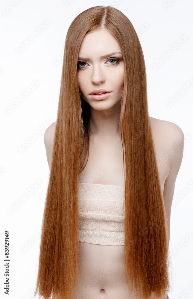 Naklejka premium Beautiful Woman with Clean Fresh Skin 