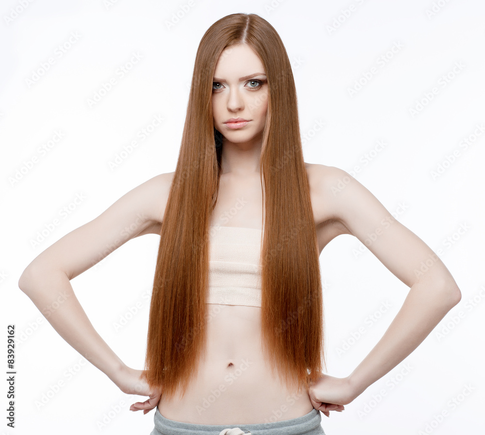 Naklejka premium Beautiful Woman with Clean Fresh Skin 