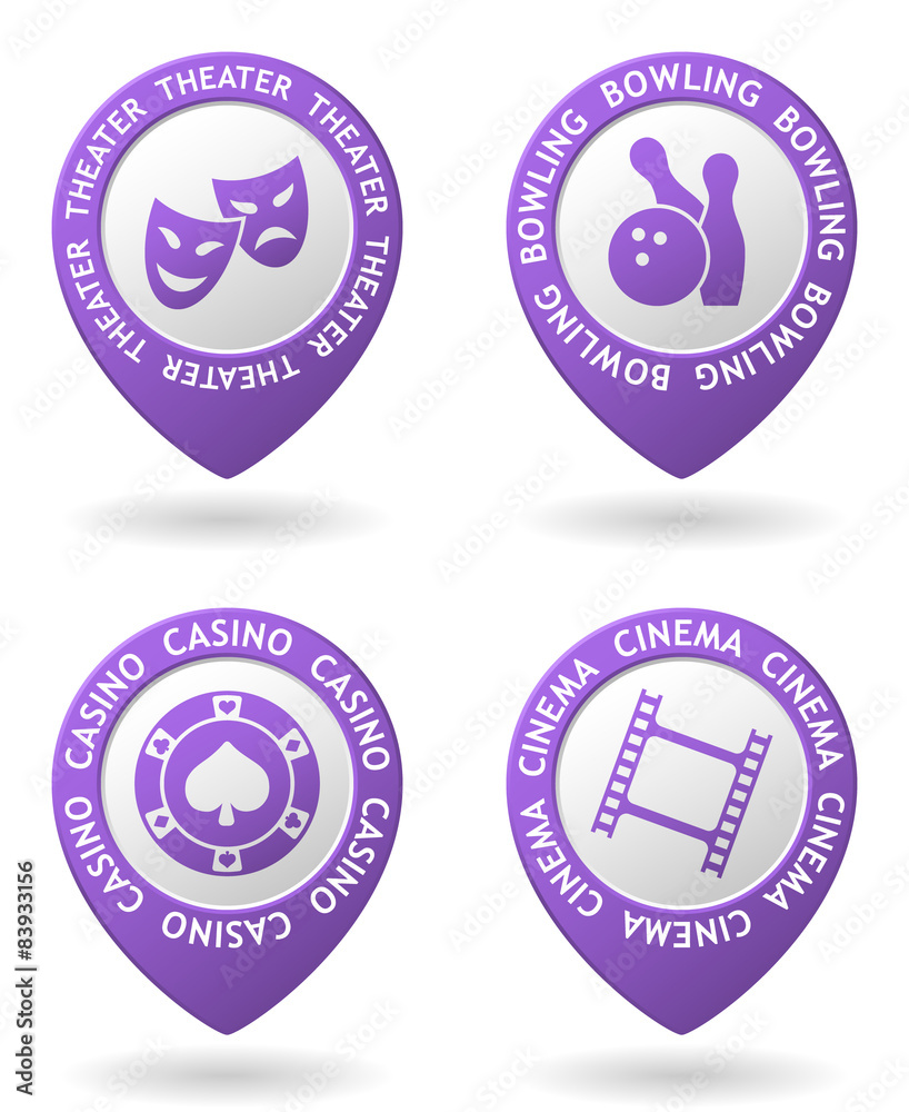 vector purple map pointers