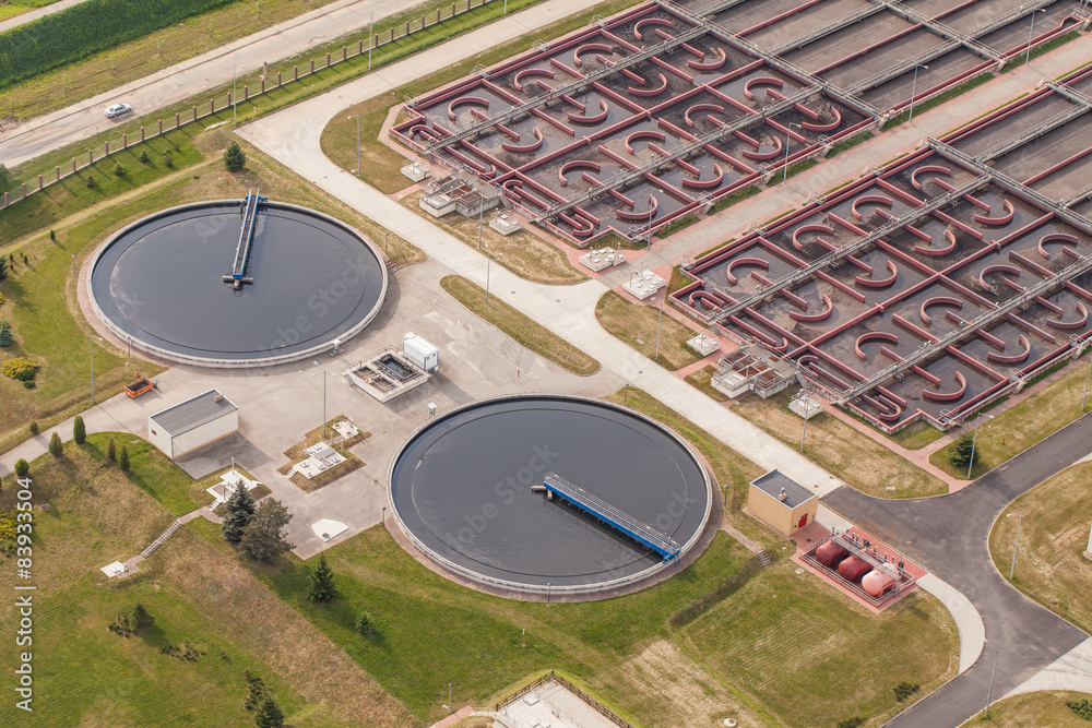 aerial view of sewage treatment plant aerial view of sewage treatment plant