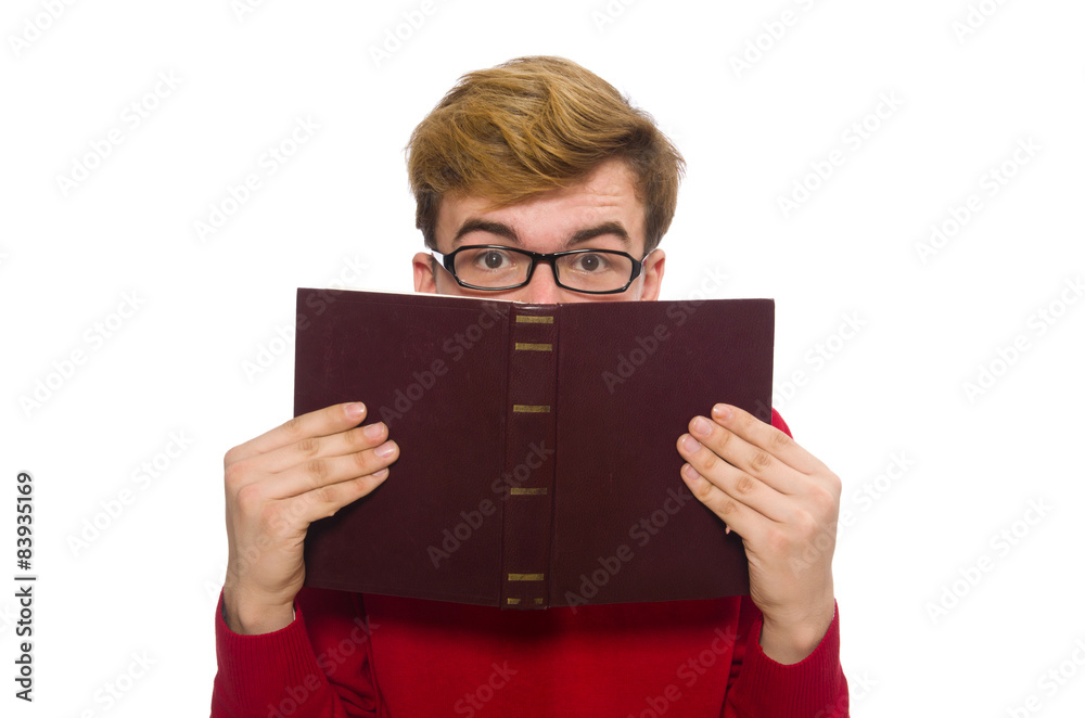 University student with book isolated on white University student with book isolated on white