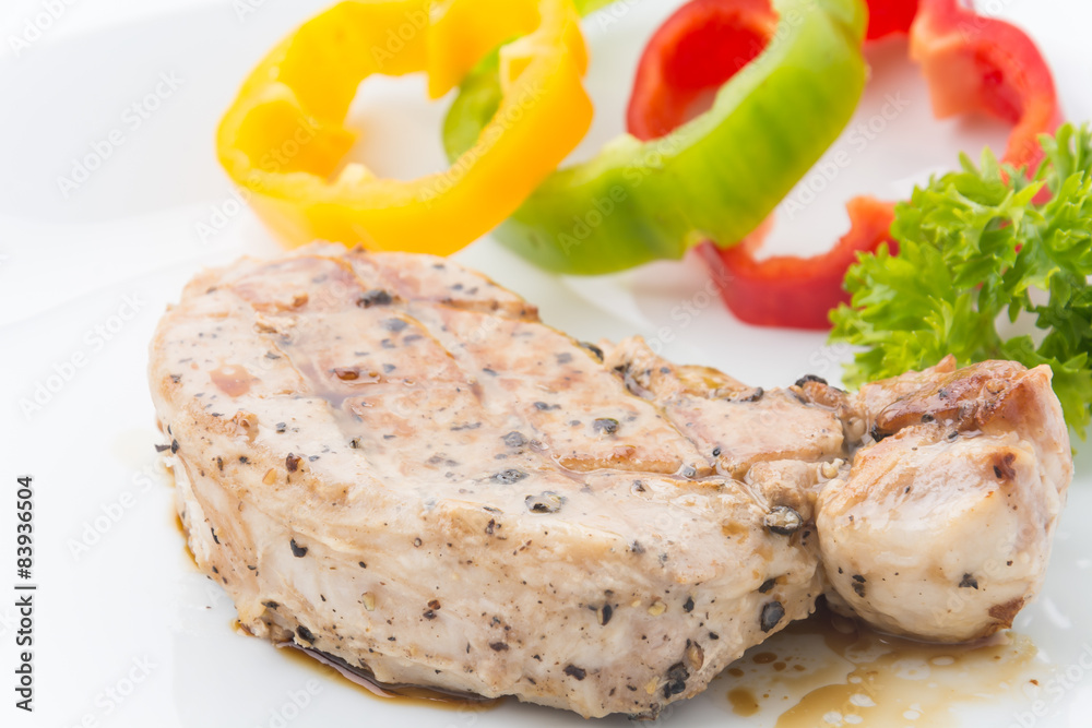 Pork steak with spicy pepper Pork steak with spicy pepper