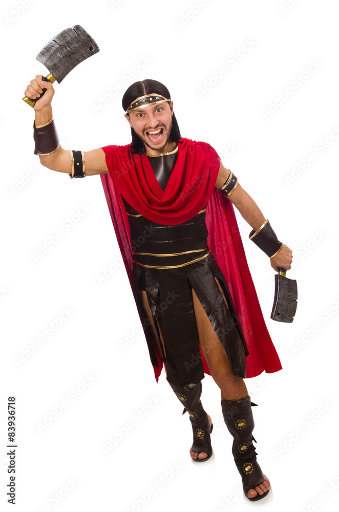 Gladiator with cleaver isolated on white Gladiator with cleaver isolated on white