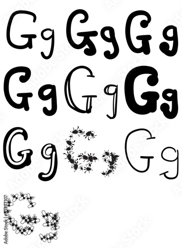 Set of ten different letters G, Vector