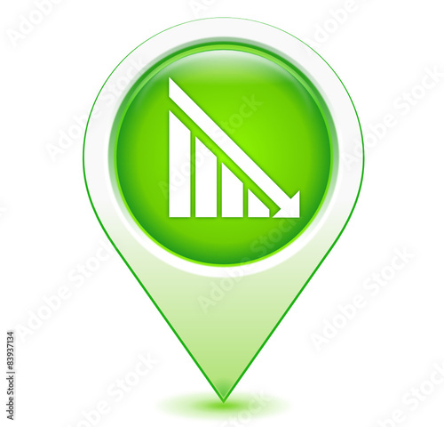 taux en baisse sur marqueur géolocalisation vert