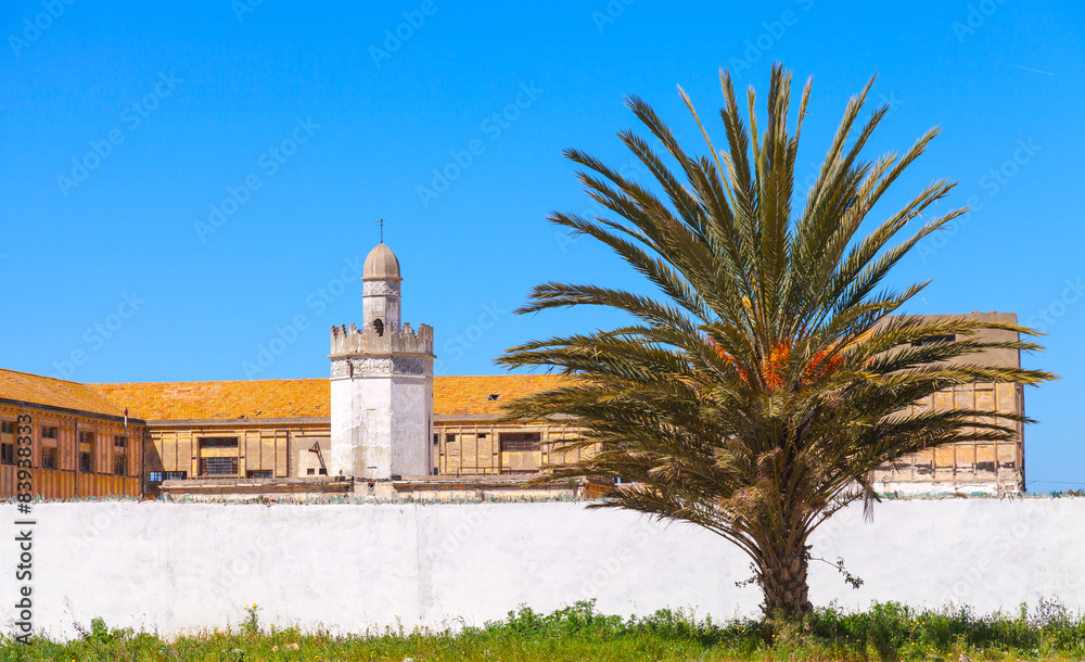 Abandoned buildings with mosque, Tangier
