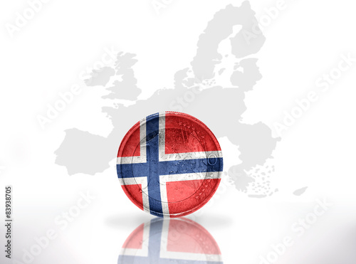 Free Download euro coin with norwegian flag on european union map background - GFXLoad