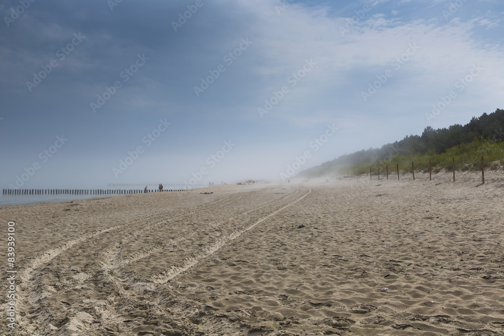 Beautiful sunrise at Baltic sea. Sunrise over the sea. Chalupy, Beautiful sunrise at Baltic sea. Sunrise over the sea. Chalupy,