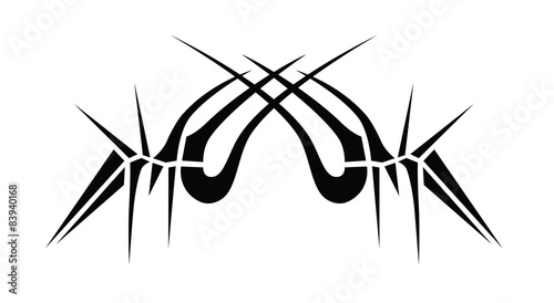 Tattoo tribal lower back vector design template. Simple black logo ornament. Designer isolated element on white background for decorating the body of women and girls waist, back and stomach.  © Rudvi