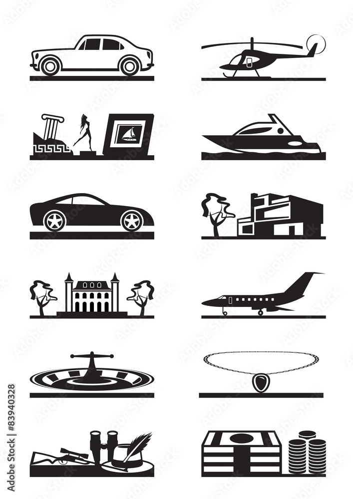 Luxury goods vehicles and property - vector illustration