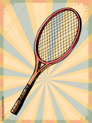 vintage background with tennis racquet