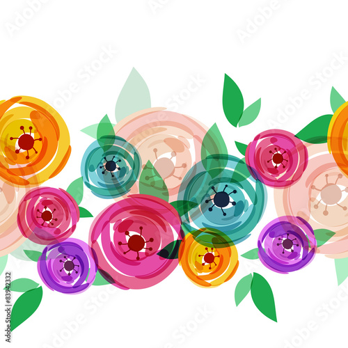 Vector seamless summer background with abstract multicolor rose