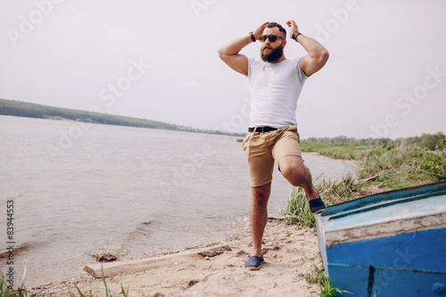 bearded man on thebeach photo