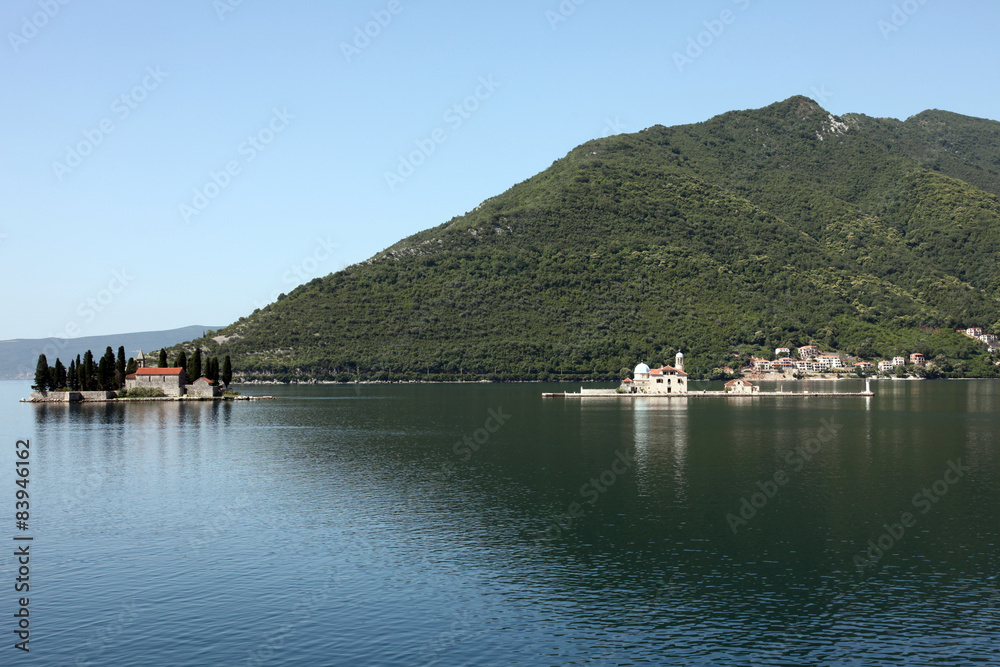 View on St.George (left) and Our Lady of the rocks (right), Perast, Montenegro