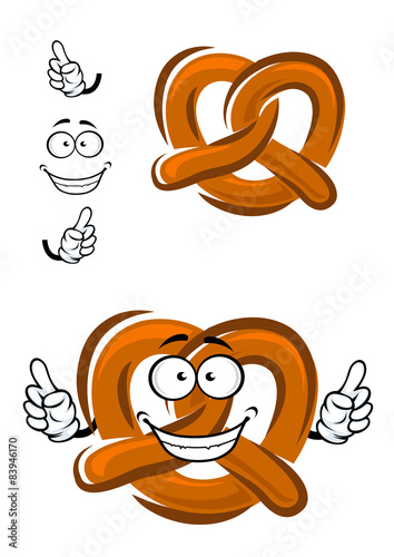Happy cartoon bavarian crispy pretzel