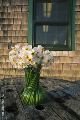 Fototapeta Naklejka Na Ścianę i Meble -  Flowers in a vase in Menemsha Massachusetts on Martha's Vineyard