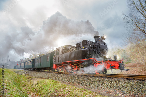 Fototapeta Historical steam train on Rugen in Germany