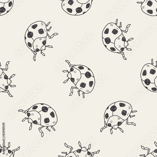 Ladybug doodle seamless pattern background