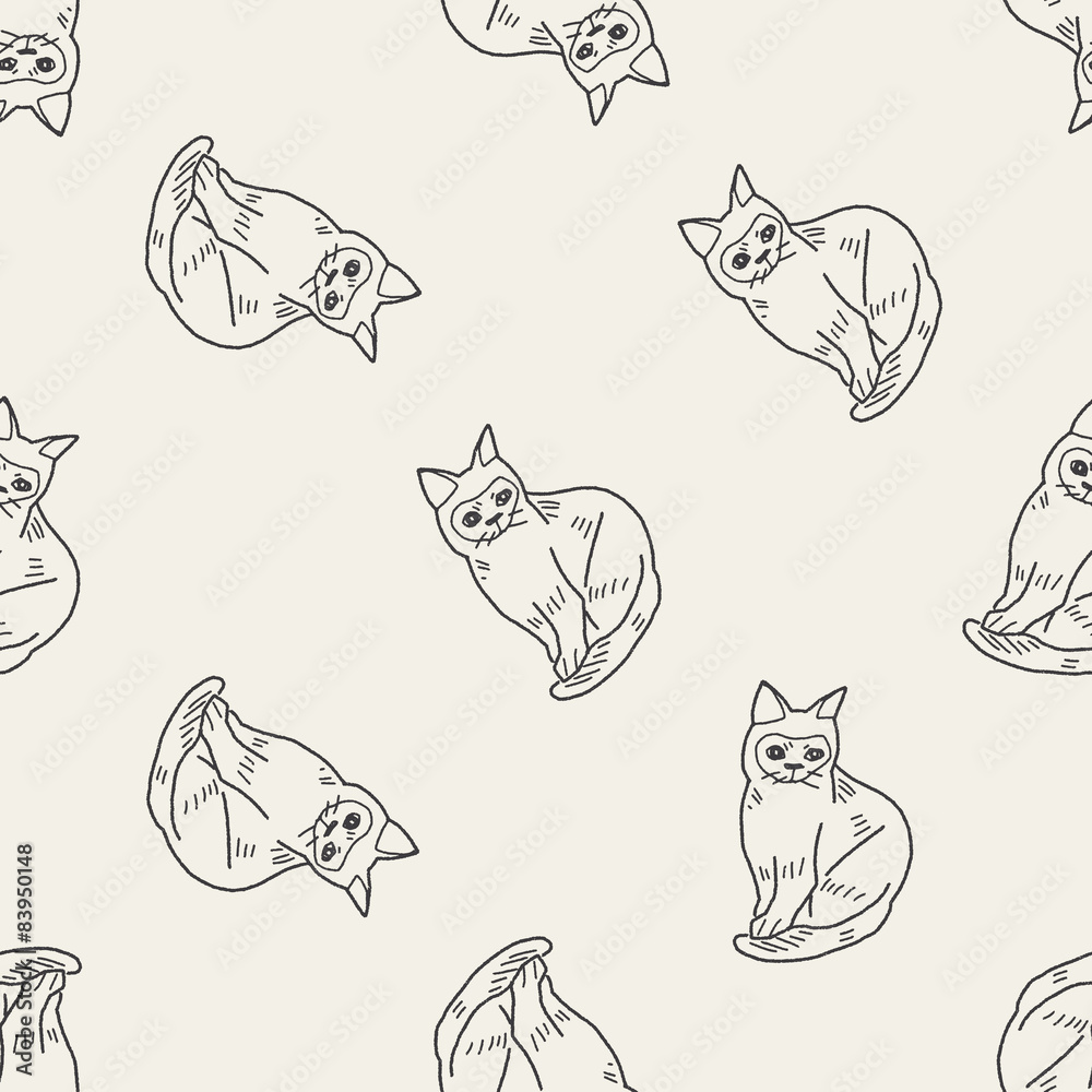 cat doodle drawing seamless pattern background cat doodle drawing seamless pattern background