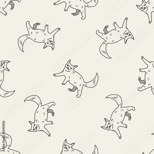 cat doodle drawing seamless pattern background