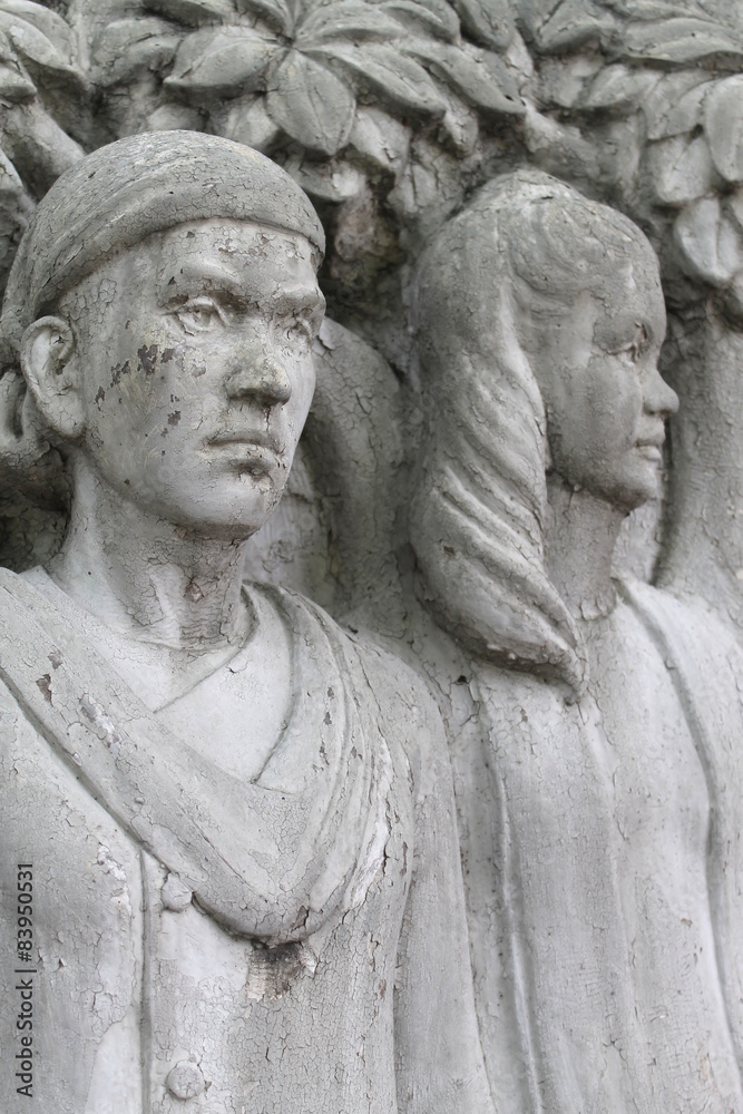 High relief sculpture work in the park
