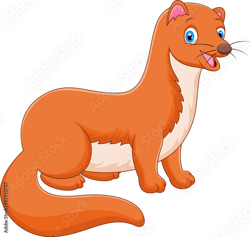 Cartoon Vector Illustration of Cute Weasel Animal