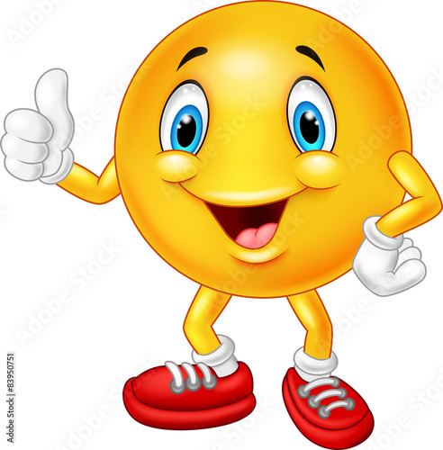 Cartoon emoticon giving thumb up 