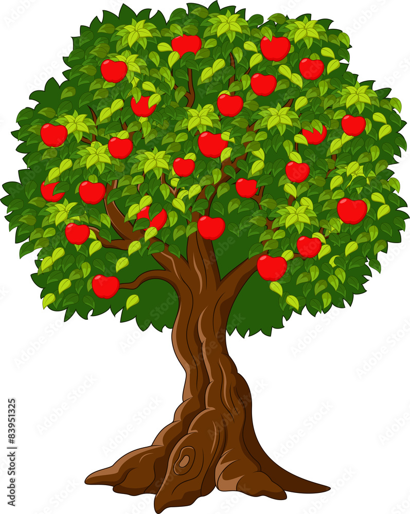 Green Apple tree full of red apples isolated