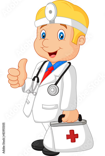 Cartoon doctor smiling and gives thumb up