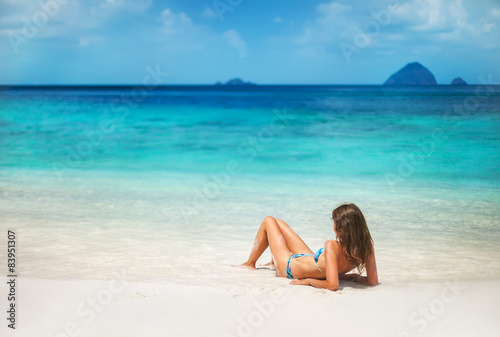 Young woman relax on the tropical beach